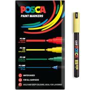 Posca Water Based Acrylic Paint Marker Pens | Multi Surface Use Permanent Paint Pen | Pack of 1 in Envelope Gift Packaging | Glass, Fabric, Canvas, Wood etc | PC-1MR, Yellow