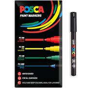 Posca Water Based Acrylic Paint Marker Pens | Multi Surface Use Permanent Paint Pen | Pack of 1 in Envelope Gift Packaging | Glass, Fabric, Canvas, Wood etc | PC-1MR, Black