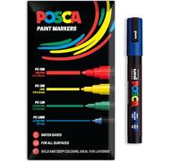 Posca Water Based Acrylic Paint Marker Pens | Multi Surface Use Permanent Paint Pen | Pack of 1 in Envelope Gift Packaging | Glass, Fabric, Canvas, Wood etc | PC-5M, Blue