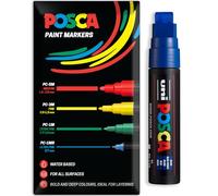 Posca Water Based Acrylic Paint Marker Pens | Multi Surface Use Permanent Paint Pen | Pack of 1 in Envelope Gift Packaging | Glass, Fabric, Wood etc | XXL Chisel Tip PC-17K, Blue