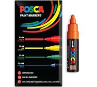 Posca Water Based Acrylic Paint Marker Pens | Multi Surface Use Permanent Paint Pen | Pack of 1 in Envelope Gift Packaging | Glass, Fabric, Canvas, Wood etc | PC-7M, Orange