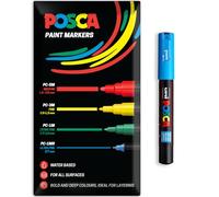 Posca Water Based Acrylic Paint Marker Pens | Multi Surface Use Permanent Paint Pen | Pack of 1 in Envelope Gift Packaging | Glass, Fabric, Canvas, Wood etc | PC-1M, Light Blue