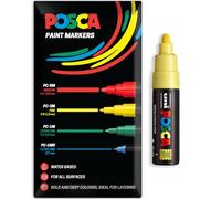 Posca Water Based Acrylic Paint Marker Pens | Multi Surface Use Permanent Paint Pen | Pack of 1 in Envelope Gift Packaging | Glass, Fabric, Canvas, Wood etc | PC-7M, Yellow
