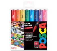 Posca Water Based Permanent Marker Paint Pen - Multi Surface Use - PC-1M, 0.7-1.0mm Extra Fine - Set of 4 in Gift Wallet - Rainbow Tones