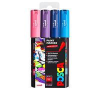 Posca Water Based Permanent Marker Paint Pen - Multi Surface Use - PC-1M, 0.7-1.0mm - Set of 4 in Gift Wallet - Night Sky Tones