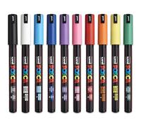 Posca Water Based Permanent Marker Paint Pen - Multi Surface Use - PC-1MR, 0.7mm Ultra Fine - Set of 10