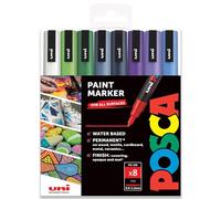 Posca Water Based Permanent Marker Paint Pen - Multi Surface Use - PC-3M, 0.9-1.3mm Fine - Set of 8 in Gift Wallet - Winter Tones
