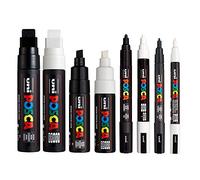 Posca Black & White - Medium to Broad Set of 8 Pens (PC-17K, PC-8K, PC-5M, PC-3M)
