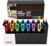 Posca Water Based Permanent Marker Paint Pen - Multi Surface Use - PC-5M, 1.8-2.5mm Medium - Desk Set of 23 Pens in Gift Set Box
