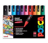 POSCA Water Based Permanent Marker Paint Pen - Multi Surface Use - PC-5M, 1.8-2.5mm Medium - Pack of 10
