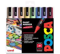 Posca Water Based Permanent Marker Paint Pen - Multi Surface Use - PC-5M 1.8-2.5mm Medium - Set of 8 Pens in Plastic Gift Wallet - Pastel Set