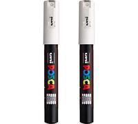Posca Water Based Permanent Marker Paint Pen - PC-1M Art Pens - Multi Surface Use - 0.7mm Nib - White Ink - Pack of 2