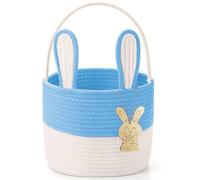 Poschnor Easter Basket for Kids, Easter Bunny Basket, Woven Cotton Rope Egg Easter Gift Baskets for Girls, Boys, Toddler, Babies, Blue