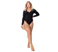 POSE Plus Size Hold-up Stockings for Women, 30 Denier XL-6XL Hold Ups with 6″ Lace, Women's Plus Size Queen Size Sexy Lingerie For Chubby with Wide Lace, 5XL/6XL, beige