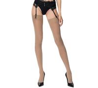 POSE Women’s 40 Denier Suspender Stockings - Opaque Plain 32 Colours for Garter/Suspender Belts, Soft Stretch Regular & Plus Size Hosiery, 3, latte caffe