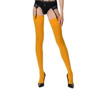 POSE Women’s 40 Denier Suspender Stockings - Opaque Plain 32 Colours for Garter/Suspender Belts, Soft Stretch Regular & Plus Size Hosiery, 5, honey