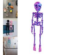 Poseable Skeleton Fridge Magnet, 3D Printed Articulated Skeleton, Mini Magnetic Skeleton with Movable Joints, Interesting Multi-Color Human Skull Magnetic Decorations for Halloween (1PC - F)