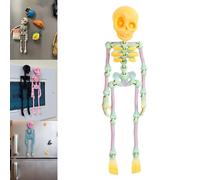 Poseable Skeleton Fridge Magnet, 3D Printed Articulated Skeleton, Mini Magnetic Skeleton with Movable Joints, Interesting Multi-Color Human Skull Magnetic Decorations for Halloween (1PC - D)