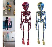 Poseable Skeleton Fridge Magnet, 3D Printed Articulated Skeleton, Mini Magnetic Skeleton with Movable Joints, Interesting Multi-Color Human Skull Magnetic Decorations for Halloween (2PCS - A)