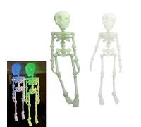 Poseable Skeleton Fridge Magnet, 3D Printed Articulated Skeleton, Mini Magnetic Skeleton with Movable Joints, Interesting Multi-Color Human Skull Magnetic Decorations for Halloween (Luminous-2PCS)