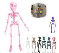 Poseable Skeleton Fridge Magnet,3D Printed Funny Goth Skeleton Fridge Magnets,Posable Skull Fridge Magnets,with Movable Joints,for Refrigerator Locker Whiteboard Kitchen Office (D)