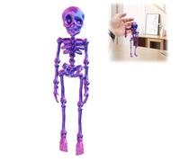 Poseable Skeleton Fridge Magnet,3D Printed Hallowe/en Bones Articulated Skeleton Human,Hallowe/en Decorations Mini Magnetic Skeleton with Movable Joi/nts,Hallowe/en Funny Gifts for Kitchen,Purple