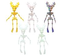 Poseable Skeleton Fridge Magnet - 5 Pack Skeleton Magnets For Fridge, Mini Magnetic Skull With Movable Joints, Interesting Multi-Color Human Skull Magnetic Decor For Halloween