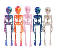 Poseable Skeleton Fridge Magnet - 5 Pieces 3D Printed Articulated Skeleton, Mini Magnetic Skull With Movable Joints Funny Goth Multi-Color Human Skull Fridge Magnets For Halloween Home Car