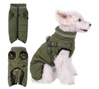 Poseca Dog Coat with Built-in Harness, Waterproof & Windproof Winter Puppy Jacket, Reflective Warm Fleece Lined Snowsuit Vest with Zipper for Small Medium Dogs
