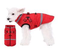 Poseca Dog Winter Coat with Harness, Waterproof Warm Fleece Lined Dog Jacket for Cold Weather, Reflective Pet Vest with Zipper & D-Ring for Small/Medium Dogs & Cats