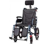 POSEDWRA Manual Wheelchair Folding Lightweight Reclining Sitting Elderly Disabled Shock-absorbing Portable Mobility Scooter