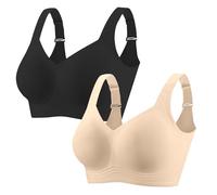 PoseFree 2 Pack Plus Size Minimiser Bra for Women - Natural Support Wireless Non Wired Bra, Seamless Soft Comfort for Large Busts/Older Women Wide Band Back Smoothing 4XL