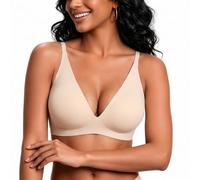 PoseFree Jelly Bra Push Up Bras for Women Deep V Plunge Seamless Wireless Gel Lifting Bralette Sexy Everyday Comfort Non Wired, Nude S