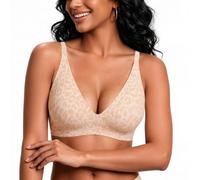 PoseFree Jelly Bra Push Up Bras for Women Deep V Plunge Seamless Wireless Gel Lifting Bralette Sexy Everyday Comfort Non Wired, Leopard Skin S