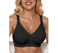 PoseFree Seamless Bras for Women Invisible T-Shirt Bra No Wire V-Mesh Smooth Back Support Perfect for Office Work Daily Wear Under Shirts Black M