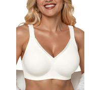 PoseFree Seamless Bras for Women Invisible T-Shirt Bra No Wire V-Mesh Smooth Back Support Perfect for Office Work Daily Wear Under Shirts White M