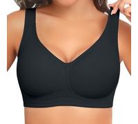 PoseFree Support Bras for Large Breasts Comfort Non Wired | Wireless Seamless Bra for Older Women & Back Smoothing with Wide Band Black 3XL