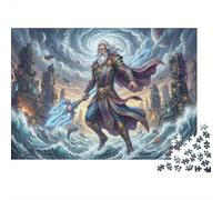 Poseidon 1000 Piece Wooden Jigsaw Puzzle,Stress Relief,Wood,Whimsical Challenge Greek Mythology,Educational Toy,Home Wall Decor,Gift Idea,Adults & Kids 14+ (75x50cm)