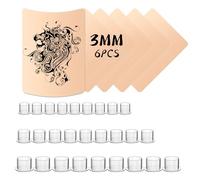 POSEIDON 306Pcs Tattoo Practice Kit - 6Pcs 5.9"x7.8" 3MM Fake Skin & 300Pcs Mixed Tattoo Ink Cups Kit | Realistic Silicone Training Sheets & Stencil Supplies for Beginners/Artists