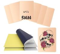 POSEIDON 3MM Tattoo Practice Kit - 6Pcs 5.9"x7.8" Fake Skin & 20Pcs A4 Transfer Paper (8.5"x11") | Realistic Silicone Training Sheets & Stencil Supplies for Beginners/Artists