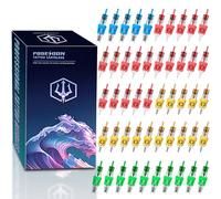 Poseidon 50Pcs Tattoo Cartridge Needles Assorted Mixed Size Round Liner Shader Magnum Curved/Round Mag # 12 Standard 3RL 5RL 7RL 9RL 5RS 7RS 9RS 7RM 9RM 9M1 Disposable Membrane for Tattoo Pen