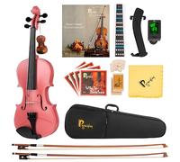 Poseidon Acoustic Violin, 1/4 Size Violin Set for Girls with Fiddle for Students Violin Starter Kit/Hard Case, Bow, Rosin, Horse Bridge, Extra Strings, Shoulder Rest, Tuner, Instruction Manual - Pink