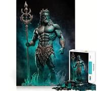 Poseidon God of The Seas Jigsaw Puzzle 1000 Piece for Adults Smart Reason Toy Home Pastime Smooth Edge Art Collectible (38x52cm)