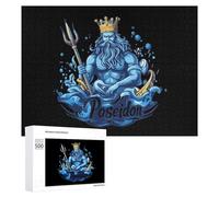 Poseidon-Greek God Funny Wooden Puzzle with Storage Box Adults Jigsaw Puzzles Challenge for Family Game Birthday Gift