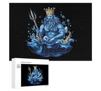Poseidon-Greek God Funny Wooden Puzzle with Storage Box Adults Jigsaw Puzzles Challenge for Family Game Birthday Gift