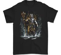 Poseidon Greek God of Water Mythology Mens T-Shirt 100% Cotton Black M