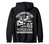 Poseidon Greek God Surfer Surfing Waves Streetwear Zip Hoodie