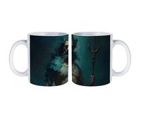Poseidon Greek God White Coffee Mugs Gloss Ceramic Cappuccino Cups with Handle