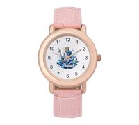 Poseidon-Greek God Women's Wrist Watches Leather Strap Watch Ladies Three-Hand Round Case Watches