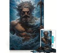 Poseidon Greek Mythology 1000 Piece Jigsaw Puzzles for Teenagers Jigsaw Logic Train Toy Stress Relief Smooth Cut Memorable Gift (38x26cm)